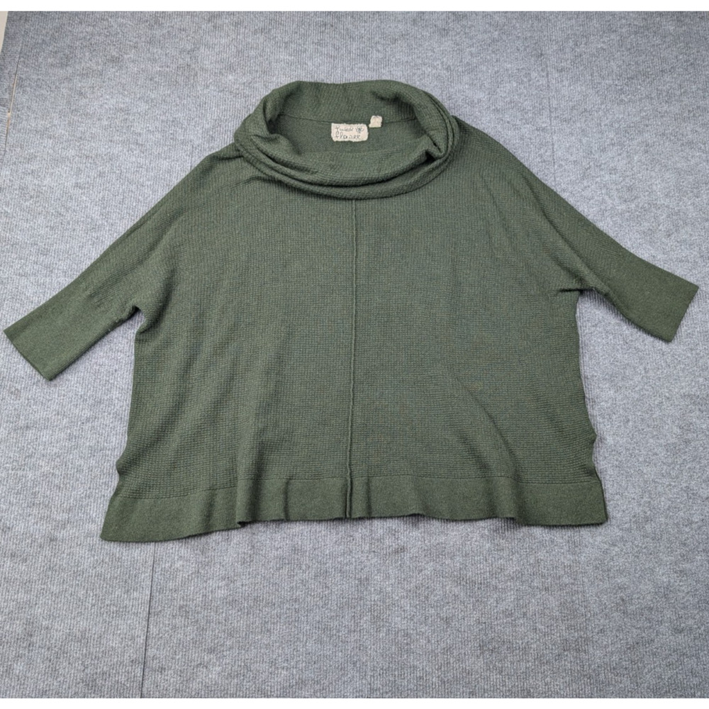 Field Flower Cowl Neck Sweater Womens Medium Green Knit Wool Cozy Casual Boho